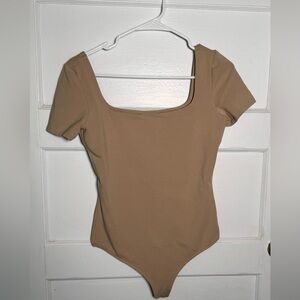 Express Body Contour Stretch Cotton Square Neck Bodysuit